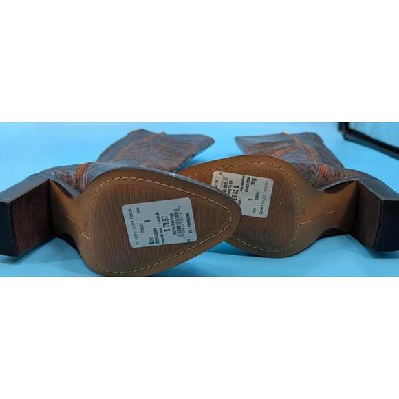 Vince Camuto Tall Shaft Leather Boots Pearlanie Glaze Croco in Rich Cocoa NWT 9 - Picture 8 of 8